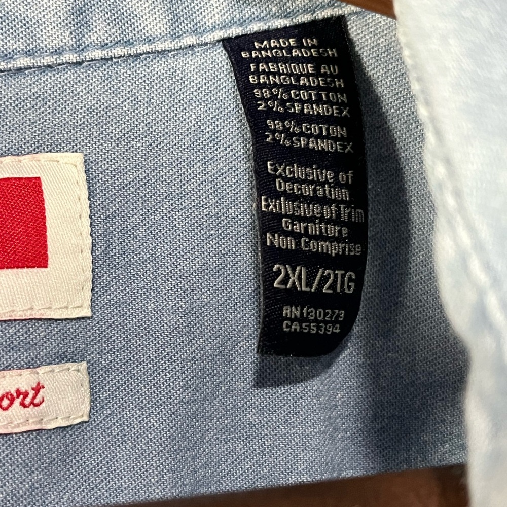 Wrangler Men's Casual Light Blue Button Down Shirt - Picture 3 of 5
